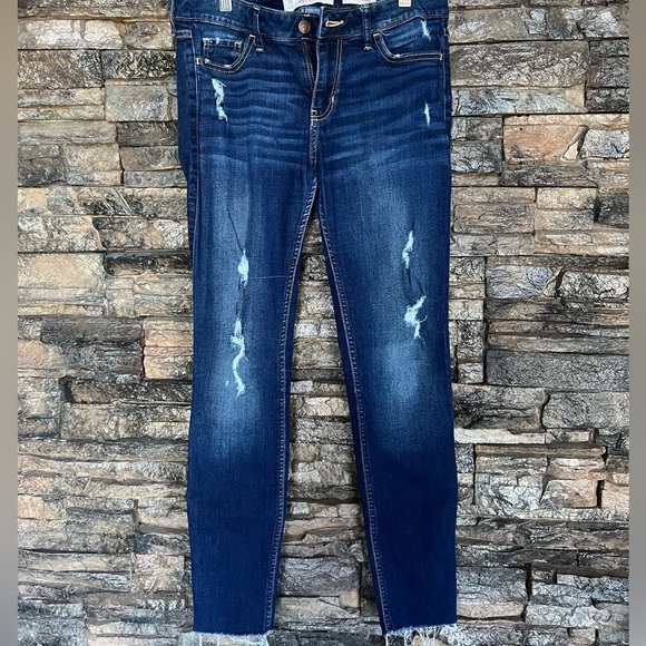Hollister Blue Skinny Jeans with Distressed Details - Picture 1 of 9
